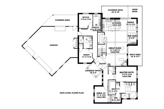 Floor Plan - Main Floor for Ranch House Plan #117-874 - 3 bed, 2.5 bath