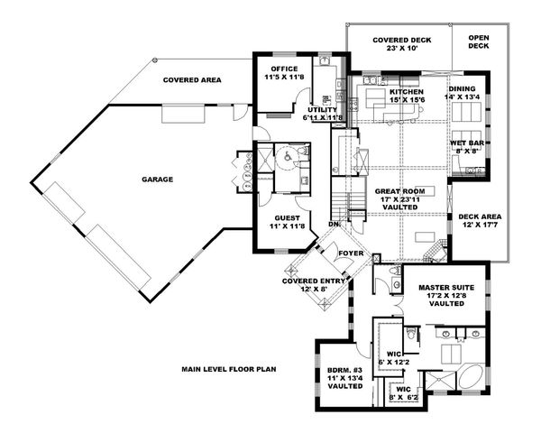 House Design - Ranch Floor Plan - Main Floor Plan #117-874