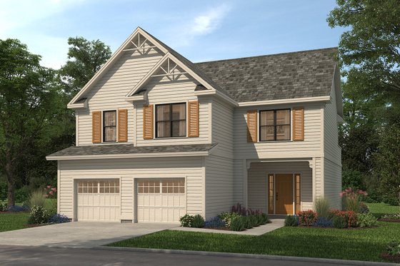 Exterior - Front Elevation 3 for Traditional House Plan #497-65 - 4 bed, 2.5 bath