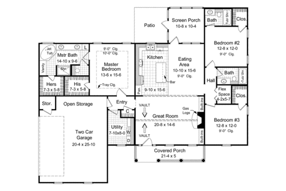 Floor Plan - Main Floor for Traditional House Plan #21-147 - 3 bed, 3 bath