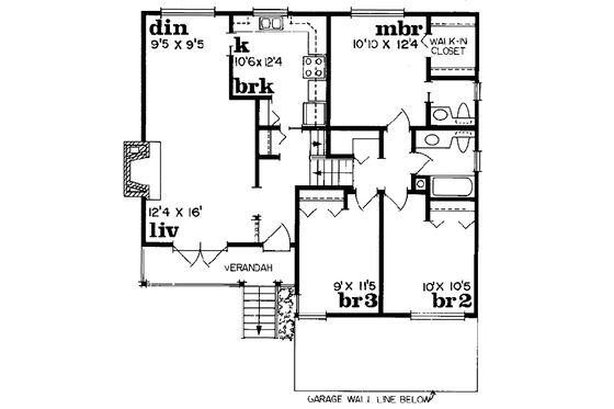 Floor Plan - Main Floor for Traditional House Plan #47-124 - 3 bed, 2 bath
