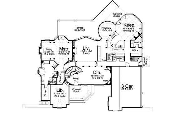Floor Plan - Main Floor for European House Plan #119-182 - 4 bed, 4.5 bath