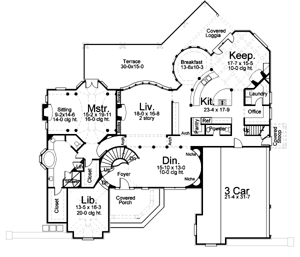 Architectural House Design - European Floor Plan - Main Floor Plan #119-182