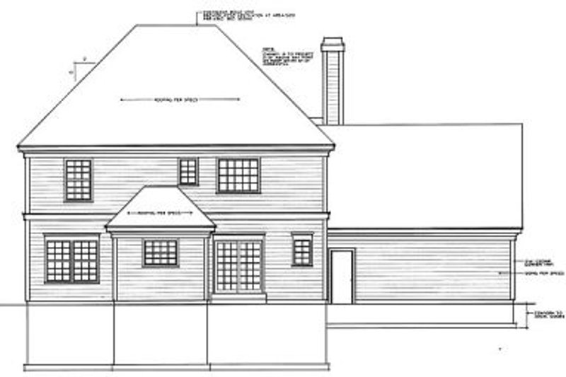 Dream House Plan - Exterior - Rear Elevation for Colonial House Plan #93-209 - 3 bed, 2.5 bath