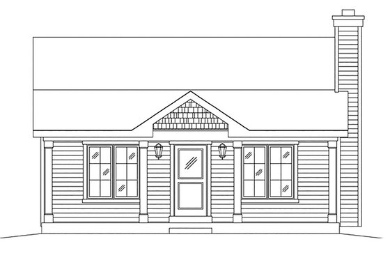 Exterior - Front Elevation 3 for Cottage House Plan #22-596 - 1 bed, 1 bath