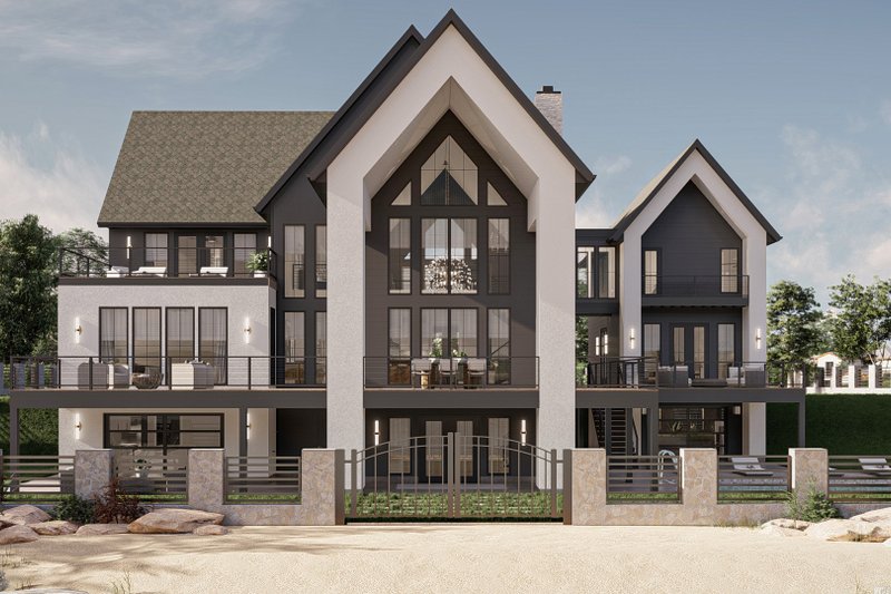 House Blueprint - Exterior - Rear Elevation for Modern House Plan #455-528 - 4 bed, 4.5 bath