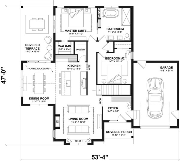 House Blueprint - European Floor Plan - Main Floor Plan #23-1020