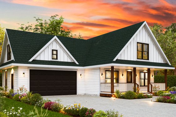 Exterior - Front Elevation 6 for Traditional House Plan #54-614 - 3 bed, 2 bath
