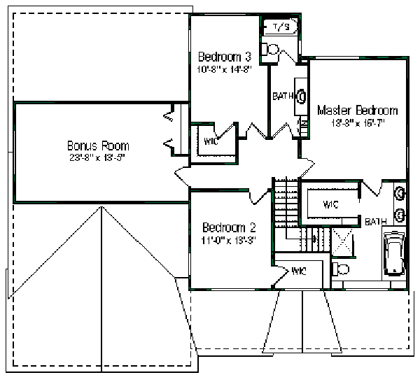 Colonial Floor Plan - Upper Floor Plan #49-148