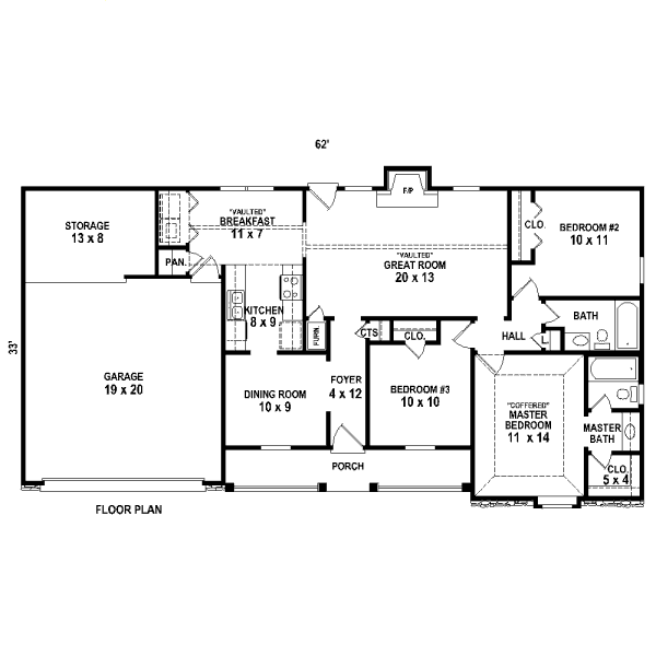 Ranch Floor Plan - Main Floor Plan #81-13863