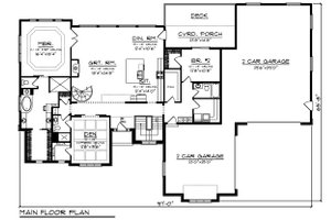 Floor Plan - Main Floor for Craftsman House Plan #70-1486 - 2 bed, 3 bath