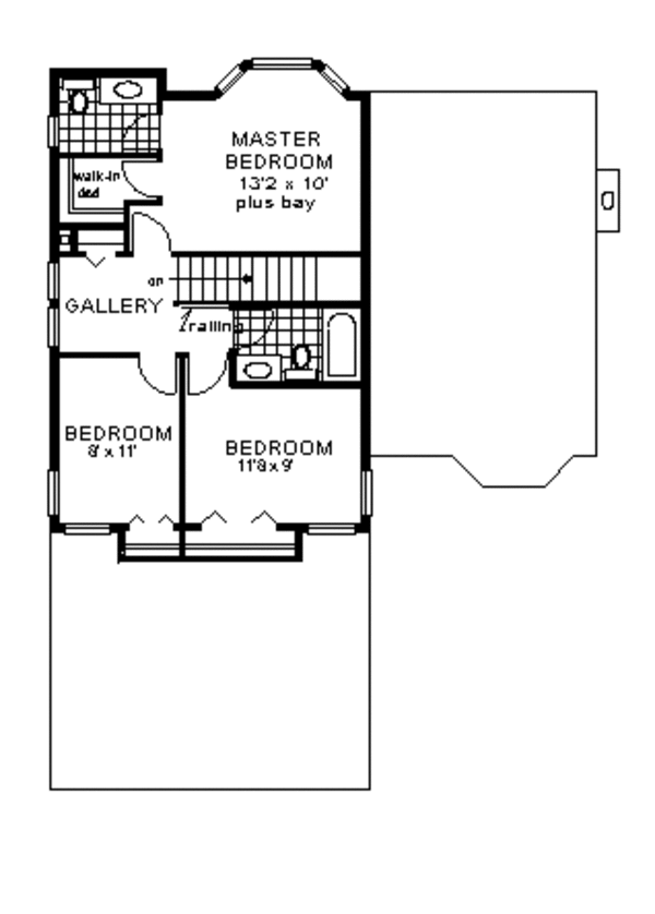 House Blueprint - European Floor Plan - Upper Floor Plan #18-203