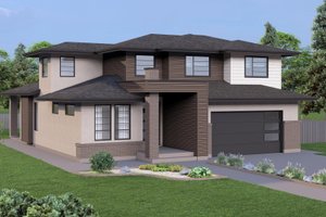 Architectural House Design - Exterior - Front Elevation for Prairie House Plan #1100-100 - 3 bed, 2.5 bath
