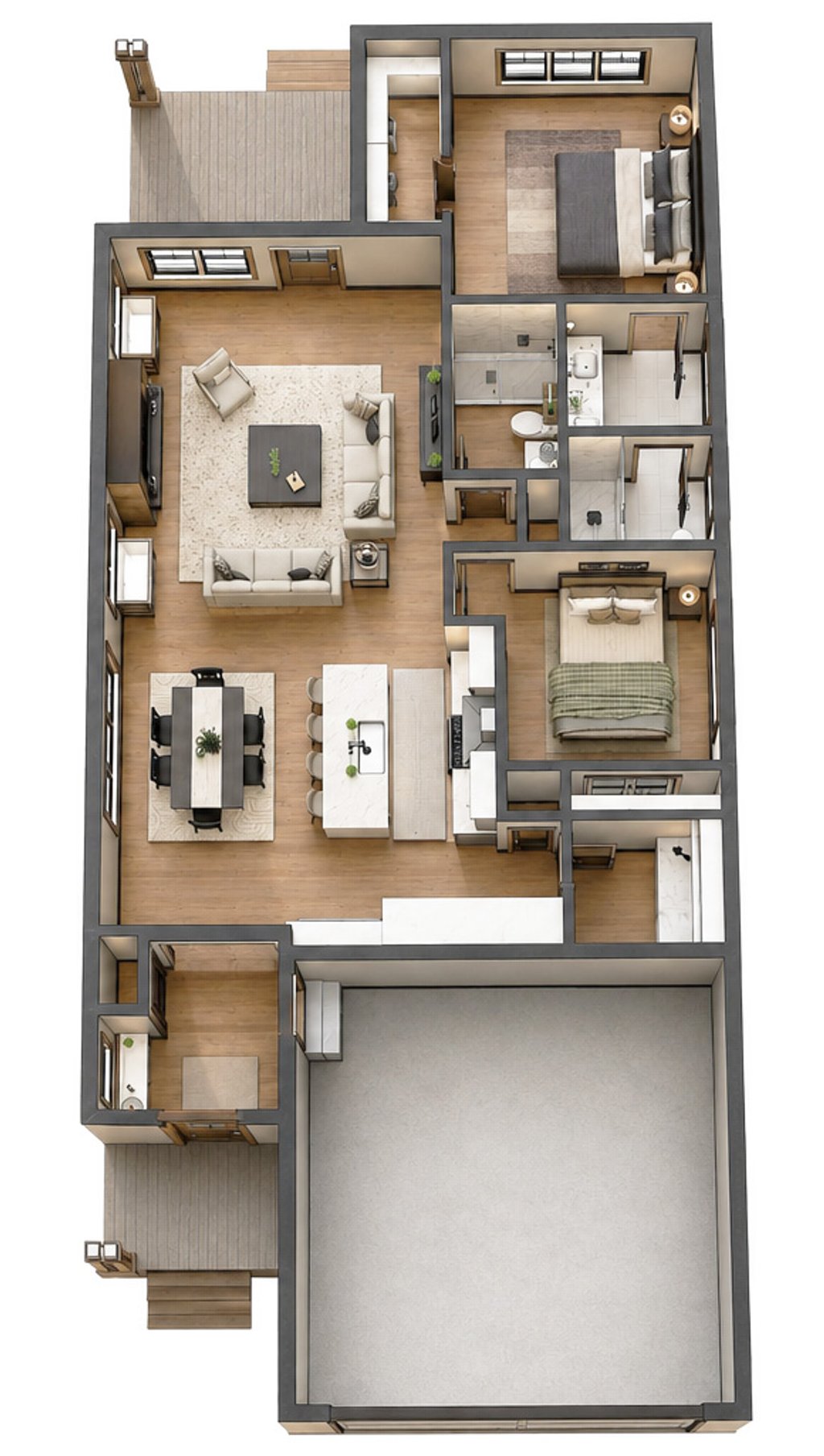 Floor Plan - Main Floor 1 for Craftsman House Plan #51-1548 - 2 bed, 2 bath