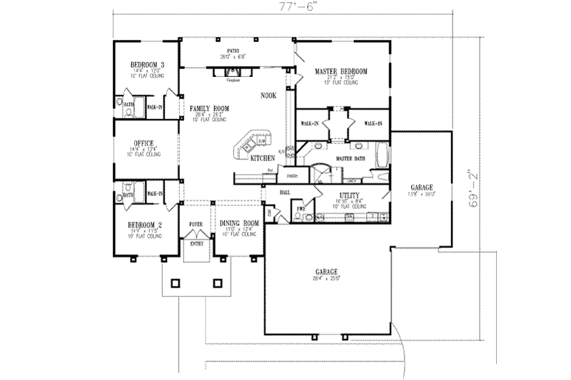 Dream House Plan - Floor Plan - Main Floor for Mediterranean House Plan #1-668 - 3 bed, 3.5 bath