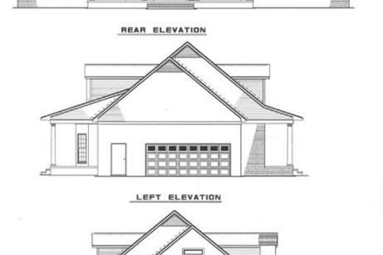 Exterior - Rear Elevation for Country House Plan #17-205 - 5 bed, 3 bath
