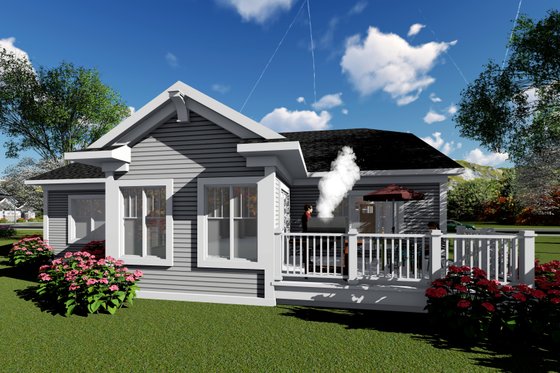 Exterior - Rear Elevation for Ranch House Plan #70-1416 - 2 bed, 2 bath