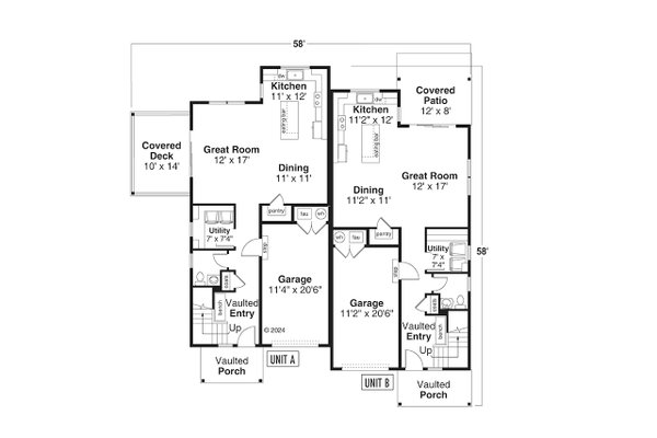 House Blueprint - Contemporary Floor Plan - Main Floor Plan #124-1458