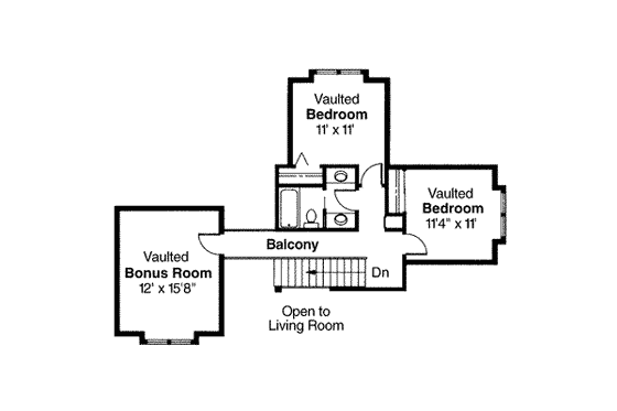 Floor Plan - Upper Floor for Mediterranean House Plan #124-240 - 3 bed, 2.5 bath