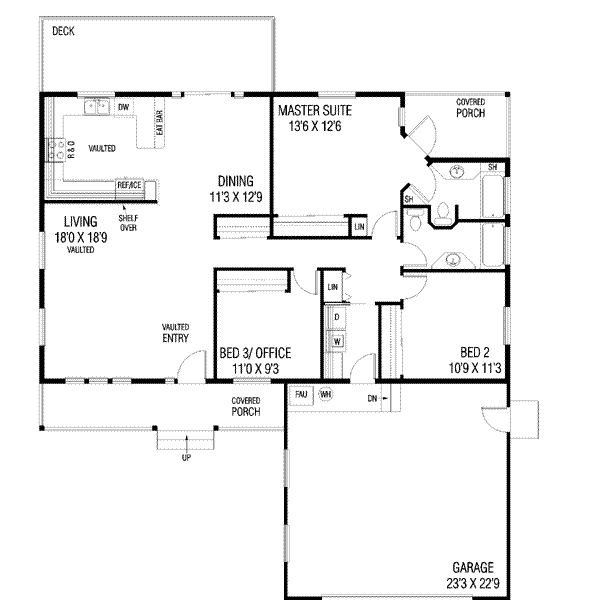Ranch Floor Plan - Main Floor Plan #60-543