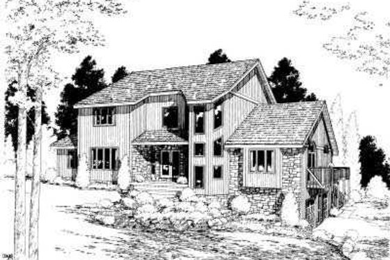 Exterior - Front Elevation for Modern House Plan #75-125 - 4 bed, 2.5 bath