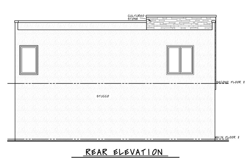 House Blueprint - Exterior - Rear Elevation for Modern House Plan #20-2568 - 1 bed, 1 bath