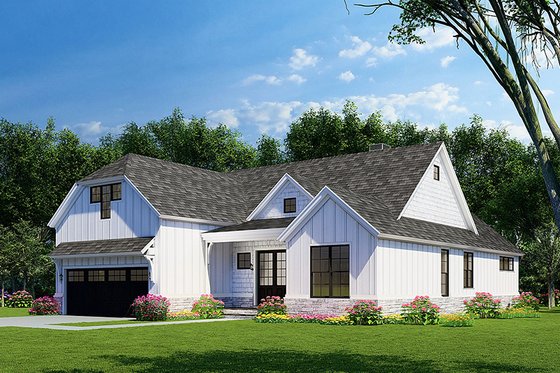 Exterior - Front Elevation for Farmhouse House Plan #923-153 - 3 bed, 2 bath