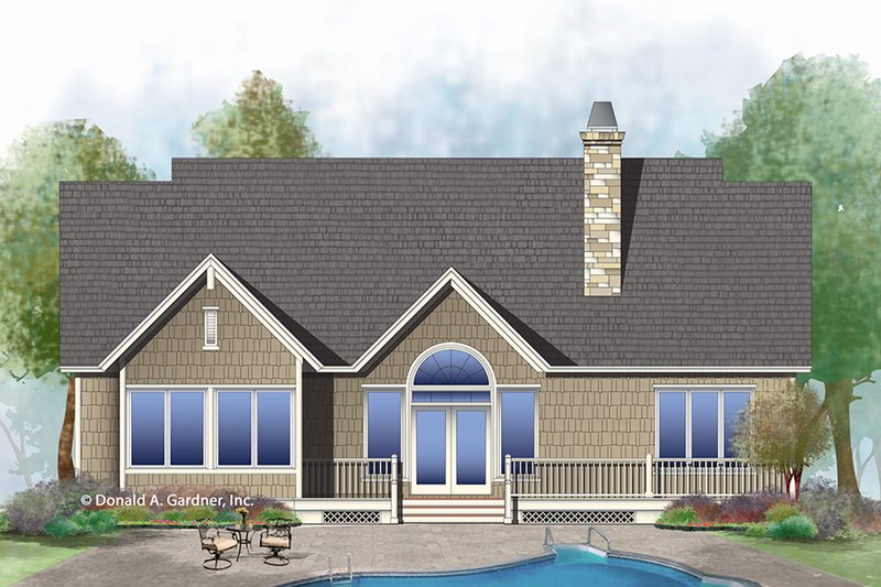 Home Plan - Exterior - Rear Elevation for European House Plan #929-1029 - 2 bed, 2.5 bath