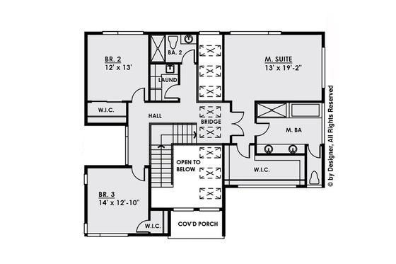 Floor Plan - Upper Floor for Contemporary House Plan #1066-32 - 4 bed, 3.5 bath