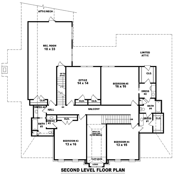 Colonial Floor Plan - Upper Floor Plan #81-1645