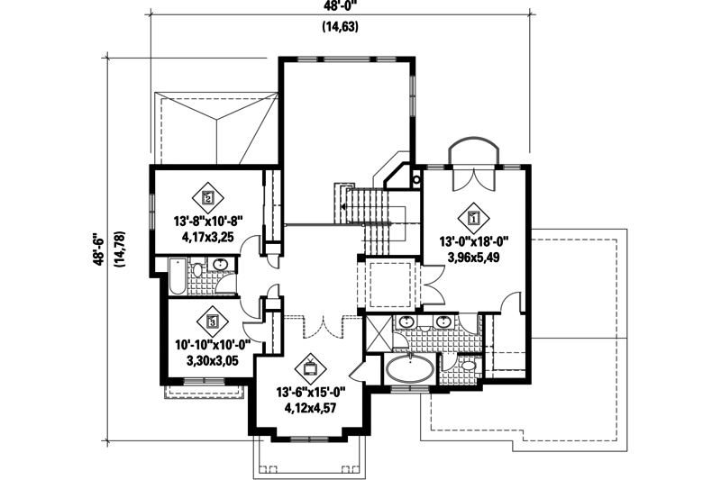 Dream House Plan - Floor Plan - Upper Floor for Country House Plan #25-4492 - 3 bed, 2 bath