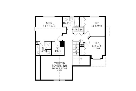 Floor Plan - Upper Floor for Craftsman House Plan #53-525 - 3 bed, 2.5 bath