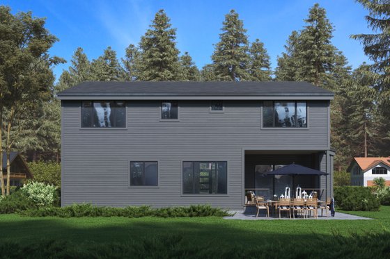 Exterior - Rear Elevation for Modern House Plan #1066-64 - 3 bed, 4 bath