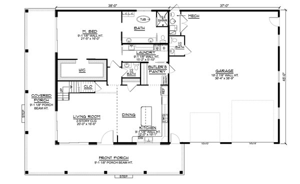House Design - Barndominium Floor Plan - Main Floor Plan #1064-213