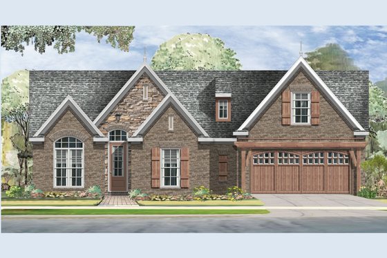 Exterior - Front Elevation for European House Plan #424-260 - 3 bed, 2 bath