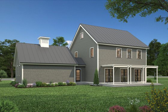 Exterior - Rear Elevation 3 for Colonial House Plan #497-19 - 3 bed, 2.5 bath