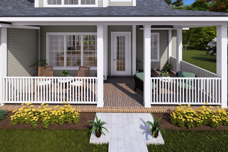 Home Plan - Exterior - Covered Porch for Farmhouse House Plan #513-2233 - 4 bed, 3.5 bath