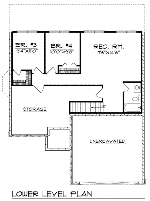 Architectural House Design - Ranch Floor Plan - Lower Floor Plan #70-770