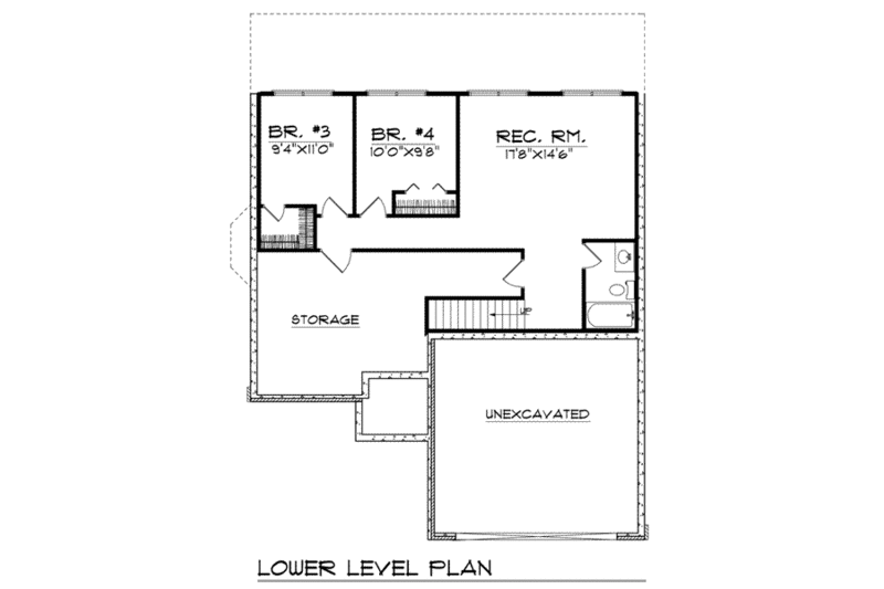Dream House Plan - Floor Plan - Lower Floor for Ranch House Plan #70-770 - 4 bed, 2 bath