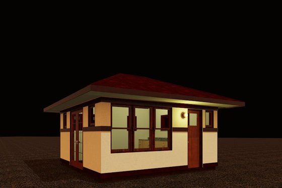 Exterior - Front Elevation for Prairie House Plan #917-24 - 1 bed, 1 bath