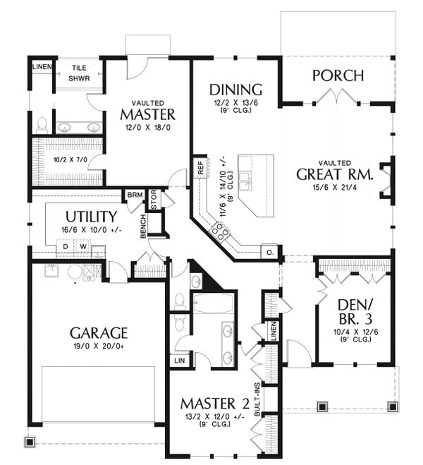 Home Plan - Ranch Floor Plan - Main Floor Plan #48-925