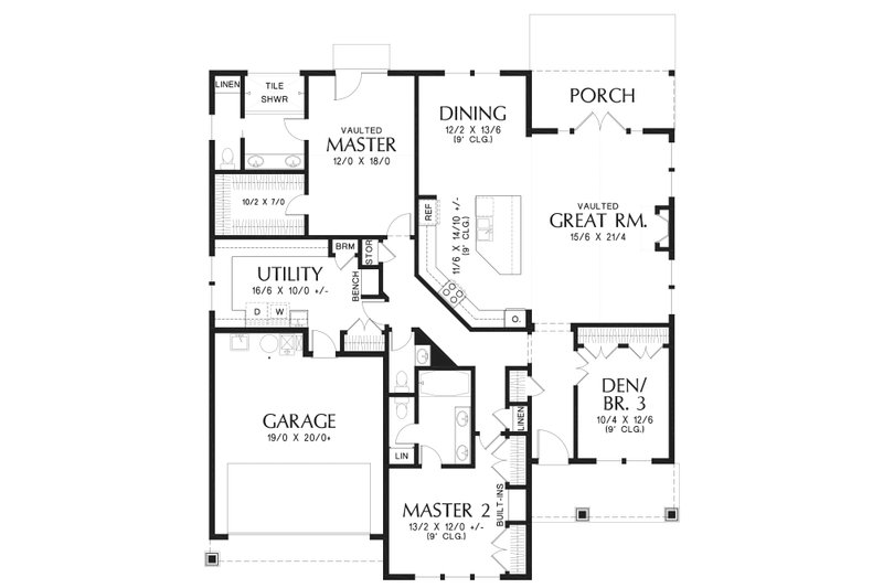 Architectural House Design - Floor Plan - Main Floor for Ranch House Plan #48-925 - 3 bed, 2.5 bath