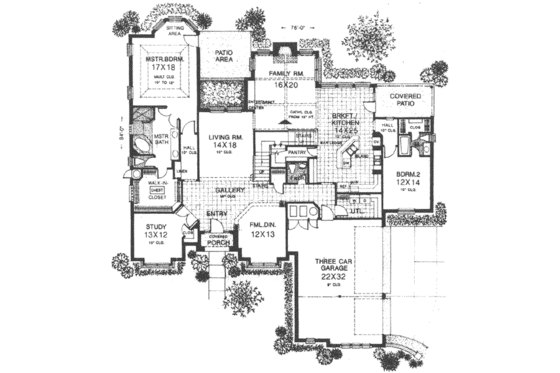 Floor Plan - Main Floor for European House Plan #310-513 - 4 bed, 3.5 bath