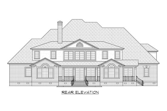 Exterior - Rear Elevation for Traditional House Plan #1054-57 - 5 bed, 4.5 bath