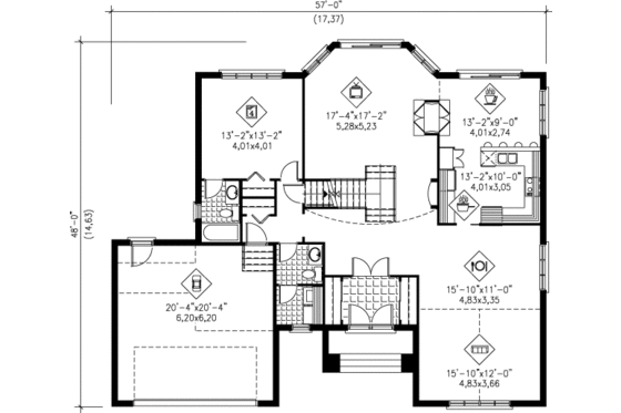 Floor Plan - Main Floor for European House Plan #25-2121 - 4 bed, 3.5 bath