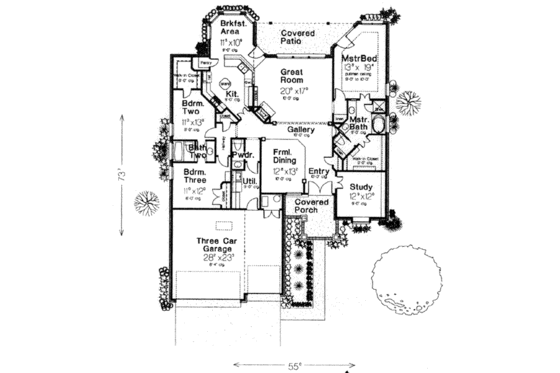 Floor Plan - Main Floor for Traditional House Plan #310-528 - 3 bed, 2.5 bath