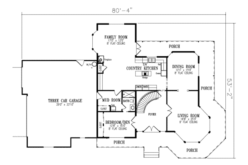 Dream House Plan - Floor Plan - Main Floor for Victorian House Plan #1-719 - 4 bed, 4 bath