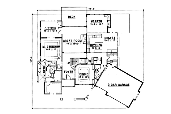 Floor Plan - Main Floor for European House Plan #67-194 - 4 bed, 4 bath