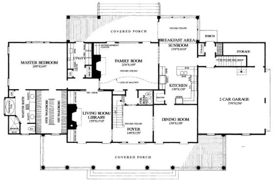 Floor Plan - Main Floor for Southern House Plan #137-236 - 4 bed, 3 bath