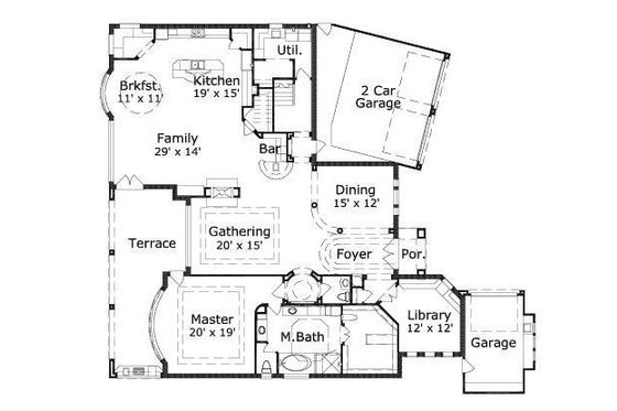 Floor Plan - Main Floor for European House Plan #411-602 - 3 bed, 2.5 bath